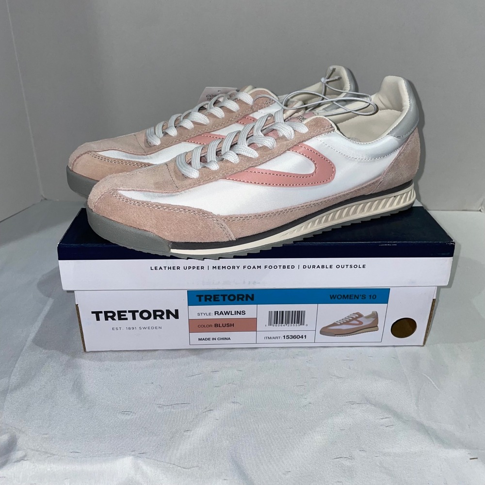 Tretorn Rawlins Womens Sneakers Blush Pink White Suede Leather 1536041